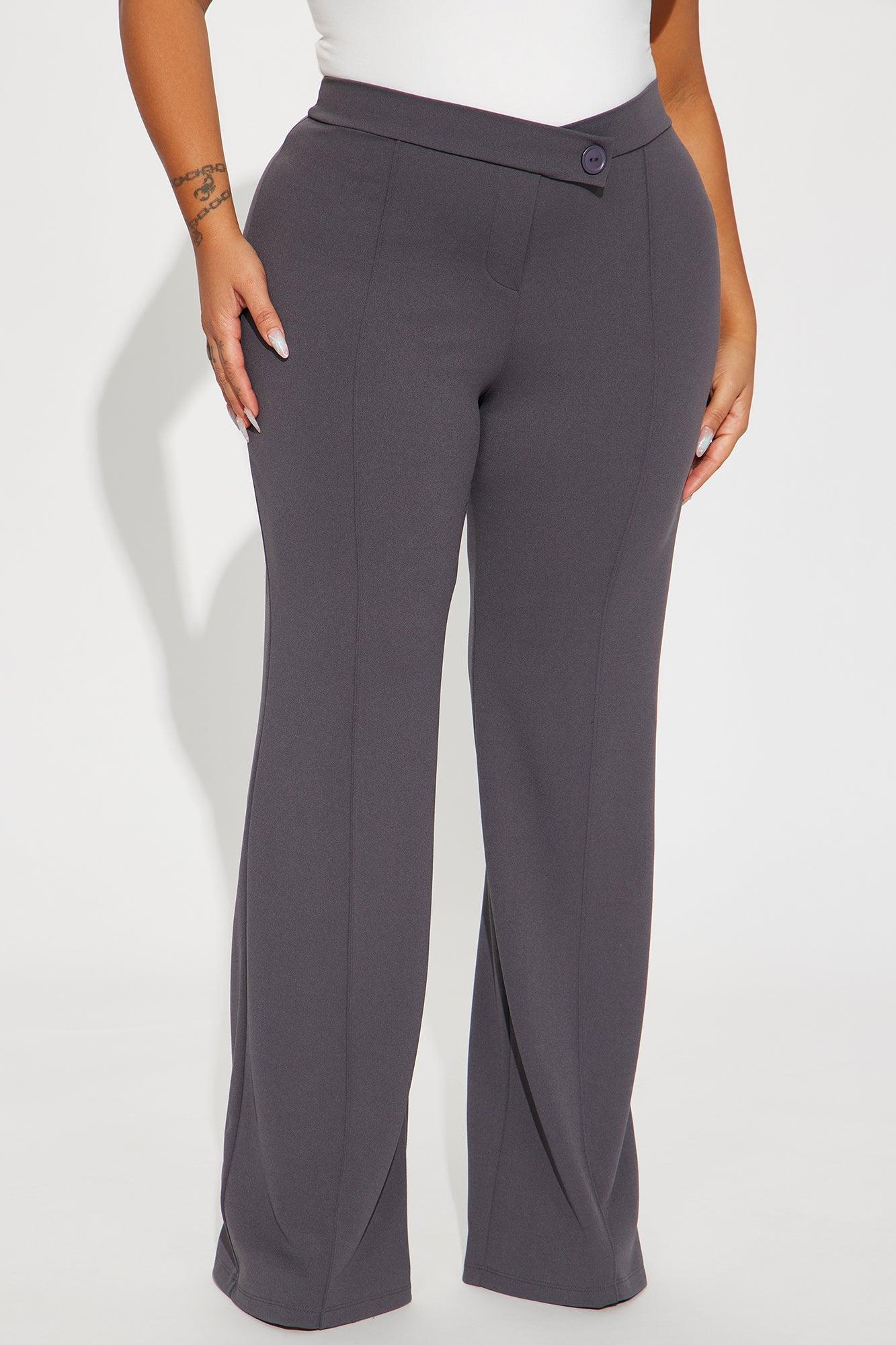 Call It Even Wide Leg Dress Pants - Charcoal Product Image