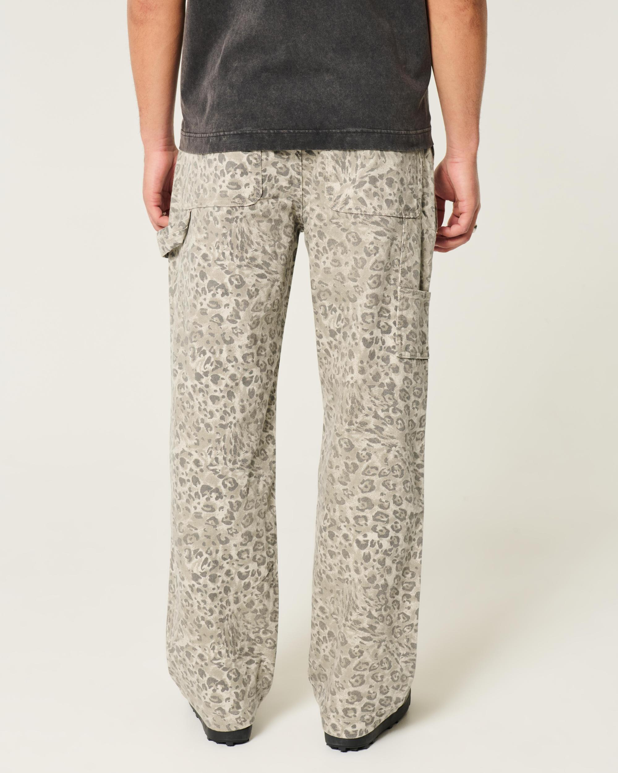Leopard Print Baggy Painter Jeans Product Image