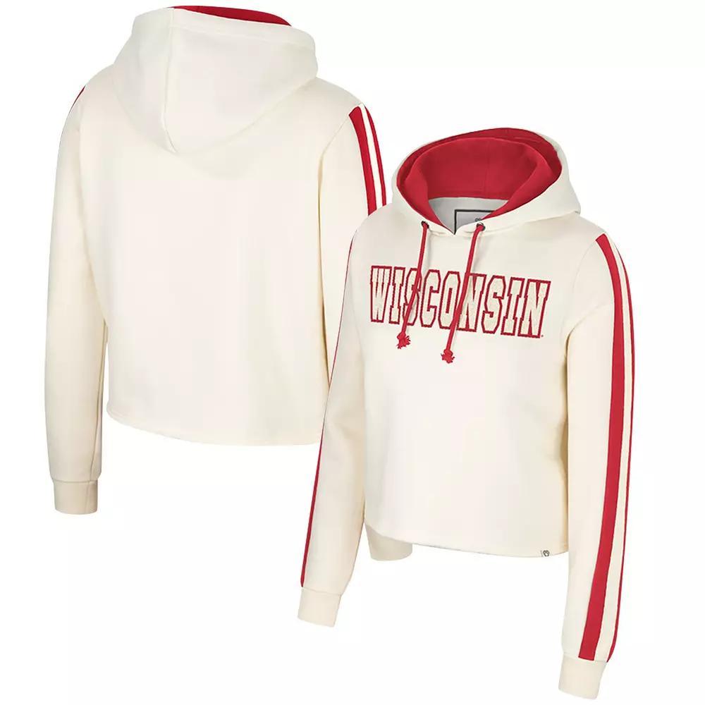 Women's Colosseum Cream Wisconsin Badgers Perfect Date Cropped Pullover Hoodie, Size: XL, Beige Product Image