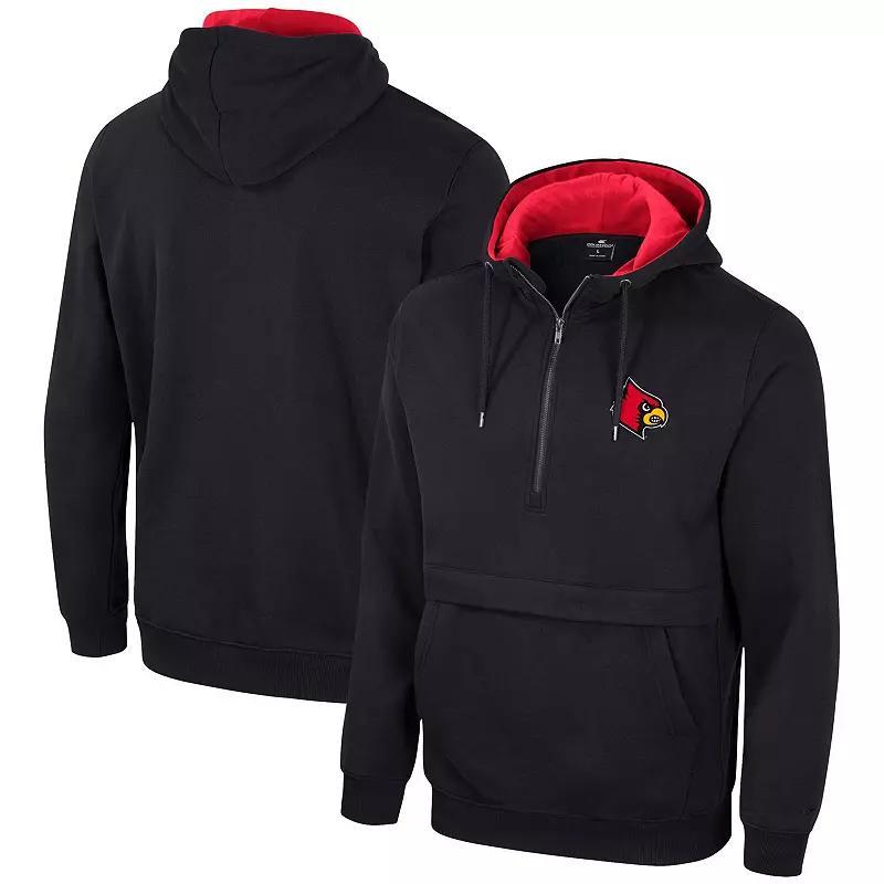 Men's Colosseum Black Louisville Cardinals Half-Zip Hoodie, Size: Medium Product Image