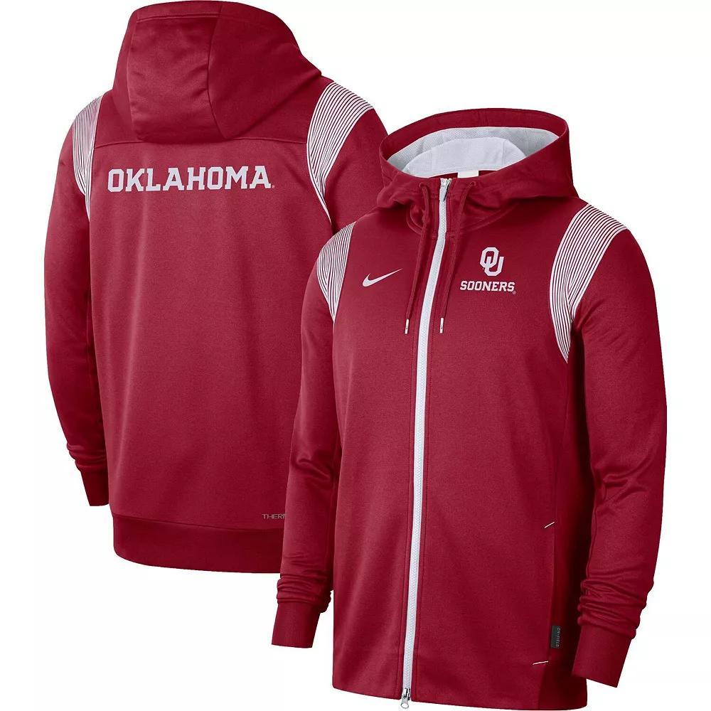 Men's Nike Crimson Oklahoma Sooners Sideline Lockup Performance Full-Zip Hoodie Jacket, Size: Large, Red Product Image