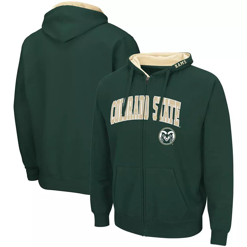 Men's Colosseum Green Colorado State Rams Arch & Logo 3.0 Full-Zip Hoodie, Size: 3XL Product Image