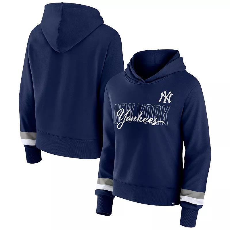 Women's Fanatics Branded  Navy New York Yankees Over Under Pullover Hoodie, Size: 3XL, Blue Product Image