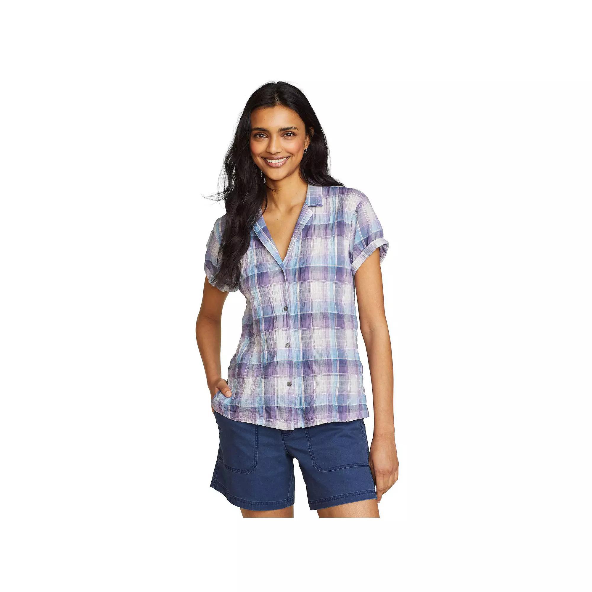 Women's Eddie Bauer Short Sleeve Packable Camp Shirt, Size: XL, White Product Image
