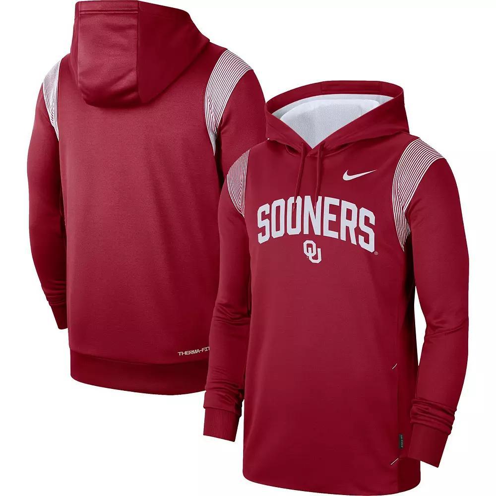 Men's Nike Crimson Oklahoma Sooners 2022 Game Day Sideline Performance Pullover Hoodie, Size: XL, Red Product Image