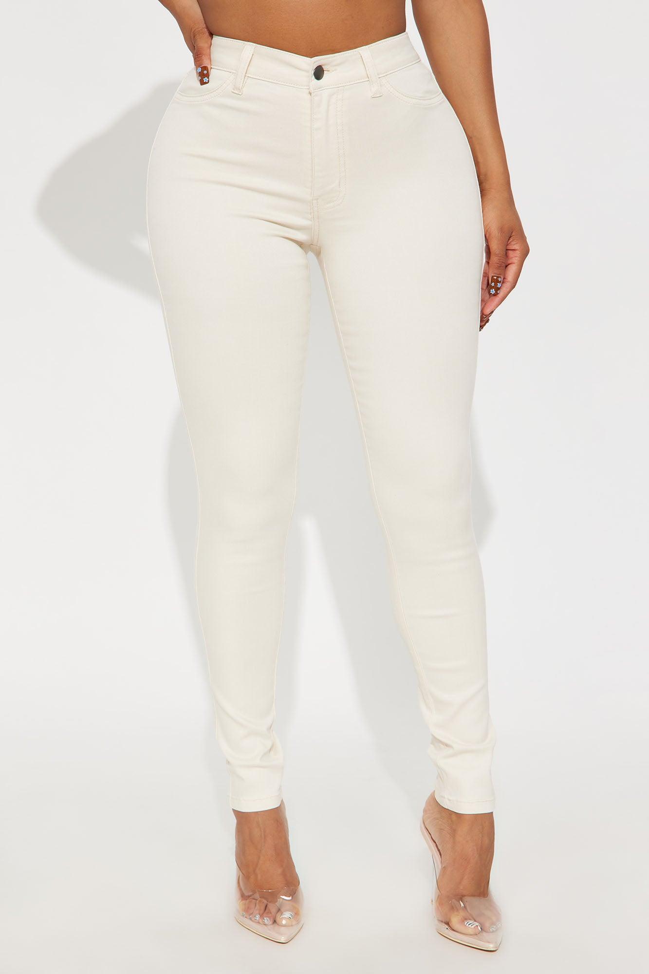 Classic Mid Waist Soft Stretch Skinny Jeans - Beige Female Product Image