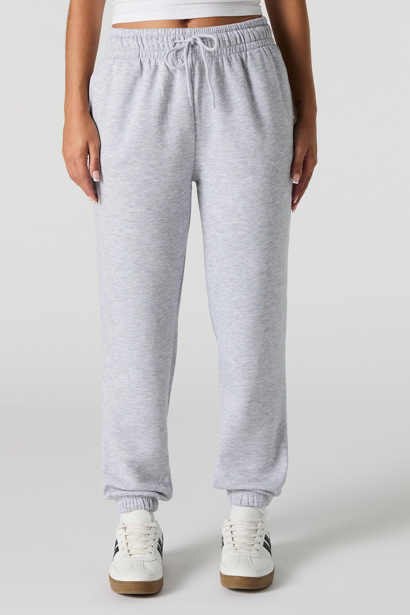 High Rise Solid Fleece Jogger Female Product Image
