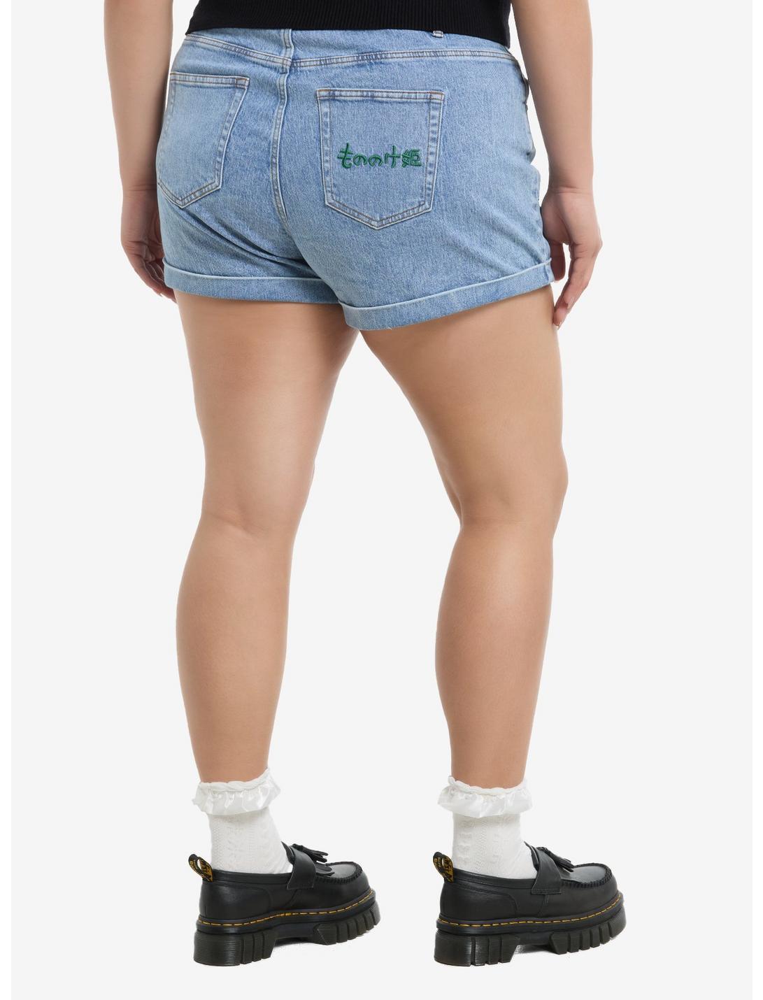 Her Universe Studio Ghibli® Princess Mononoke Kodama Embroidered Denim Mom Shorts Product Image