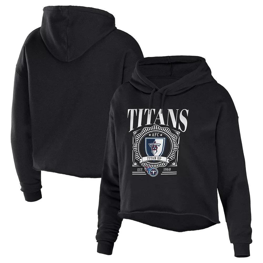 Women's WEAR by Erin Andrews Black Los Angeles Rams Cropped Sponge Fleece Pullover Hoodie, Size: Small Product Image