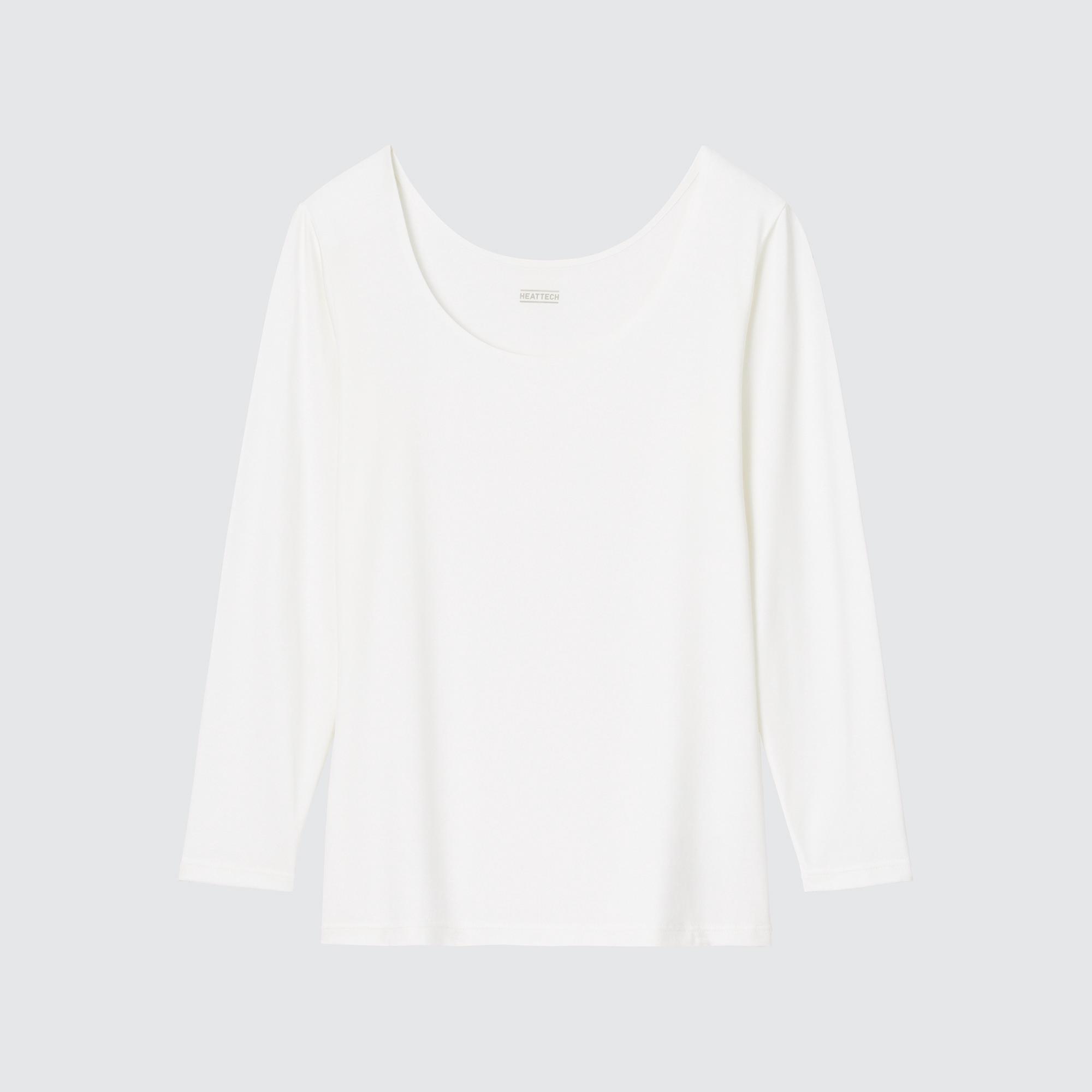 Womens HEATTECH T-Shirt Scoop Neck with Moisture-Wicking White 2XL UNIQLO US Product Image