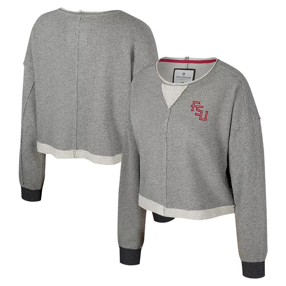 Women's Colosseum Charcoal Indiana Hoosiers Magnum Scoop Neck Cropped Pullover Sweatshirt, Size: XXL Product Image