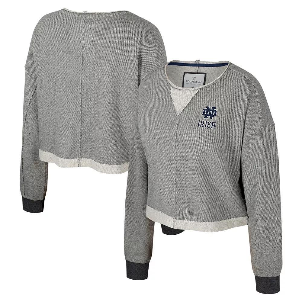 Women's Colosseum Charcoal Notre Dame Fighting Irish Magnum Scoop Neck Cropped Pullover Sweatshirt, Size: XXL Product Image
