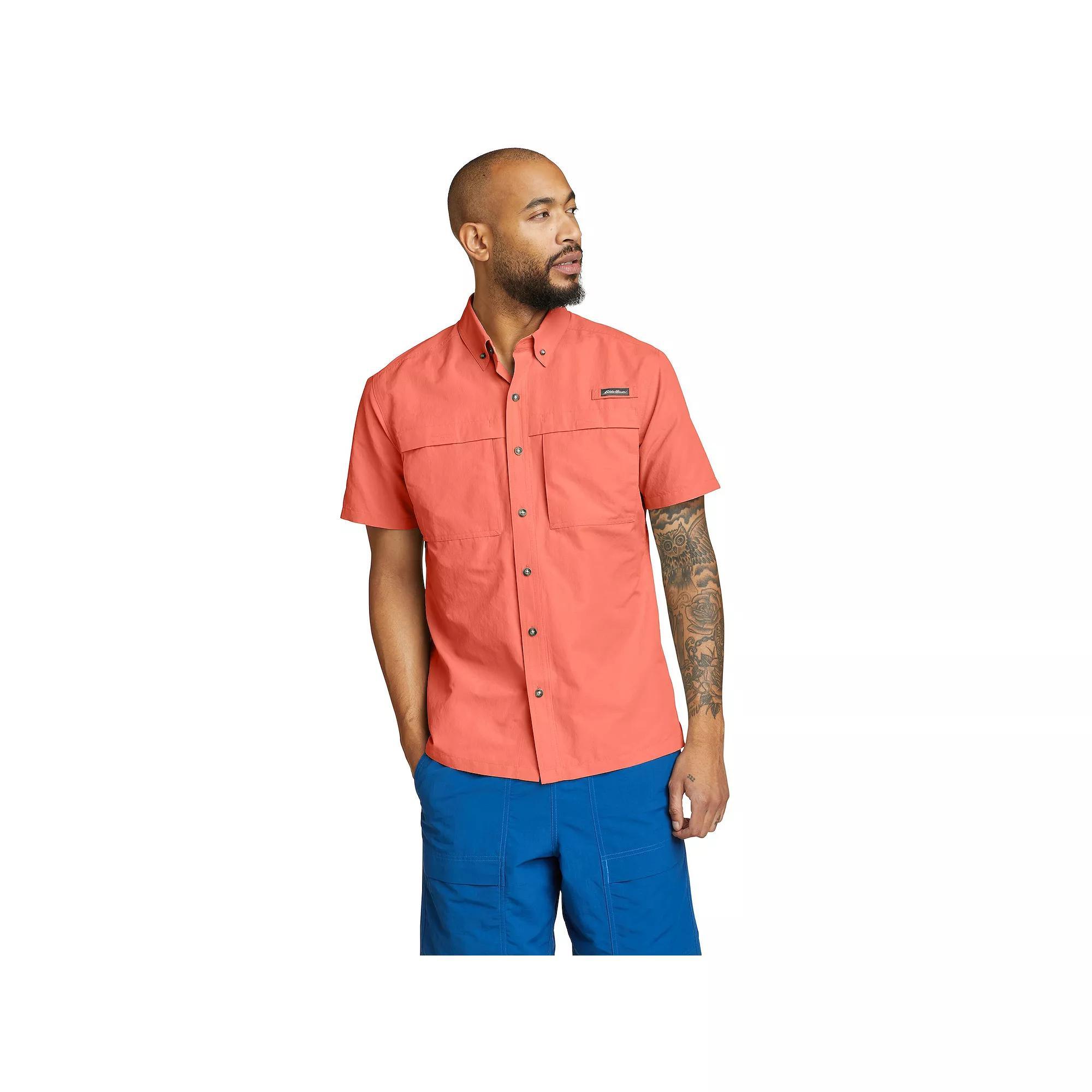 Big & Tall Eddie Bauer Ripstop Guide Short Sleeve Button Down Shirt, Men's, Size: XL Tall, Blue Product Image