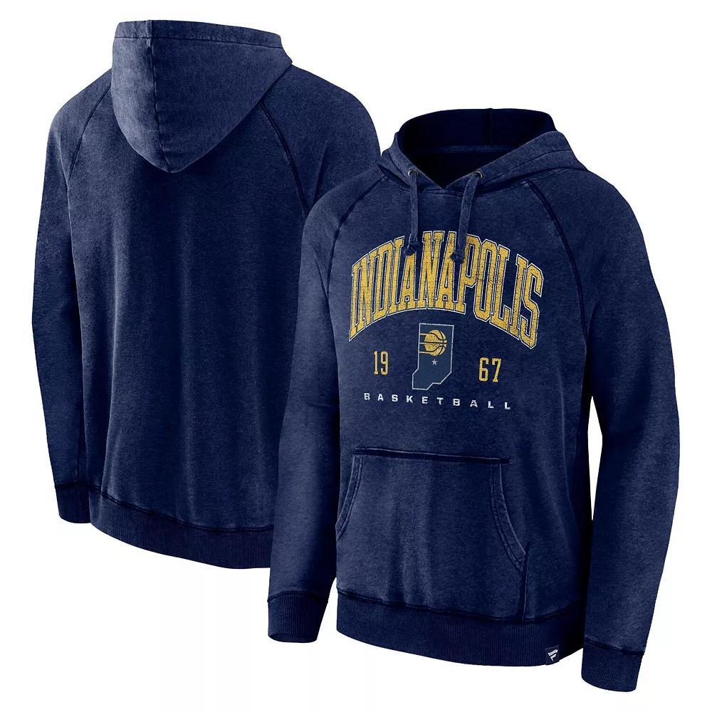Men's Fanatics Branded Heather Navy Indiana Pacers Foul Trouble Snow Wash Raglan Pullover Hoodie, Size: Medium, Blue Product Image