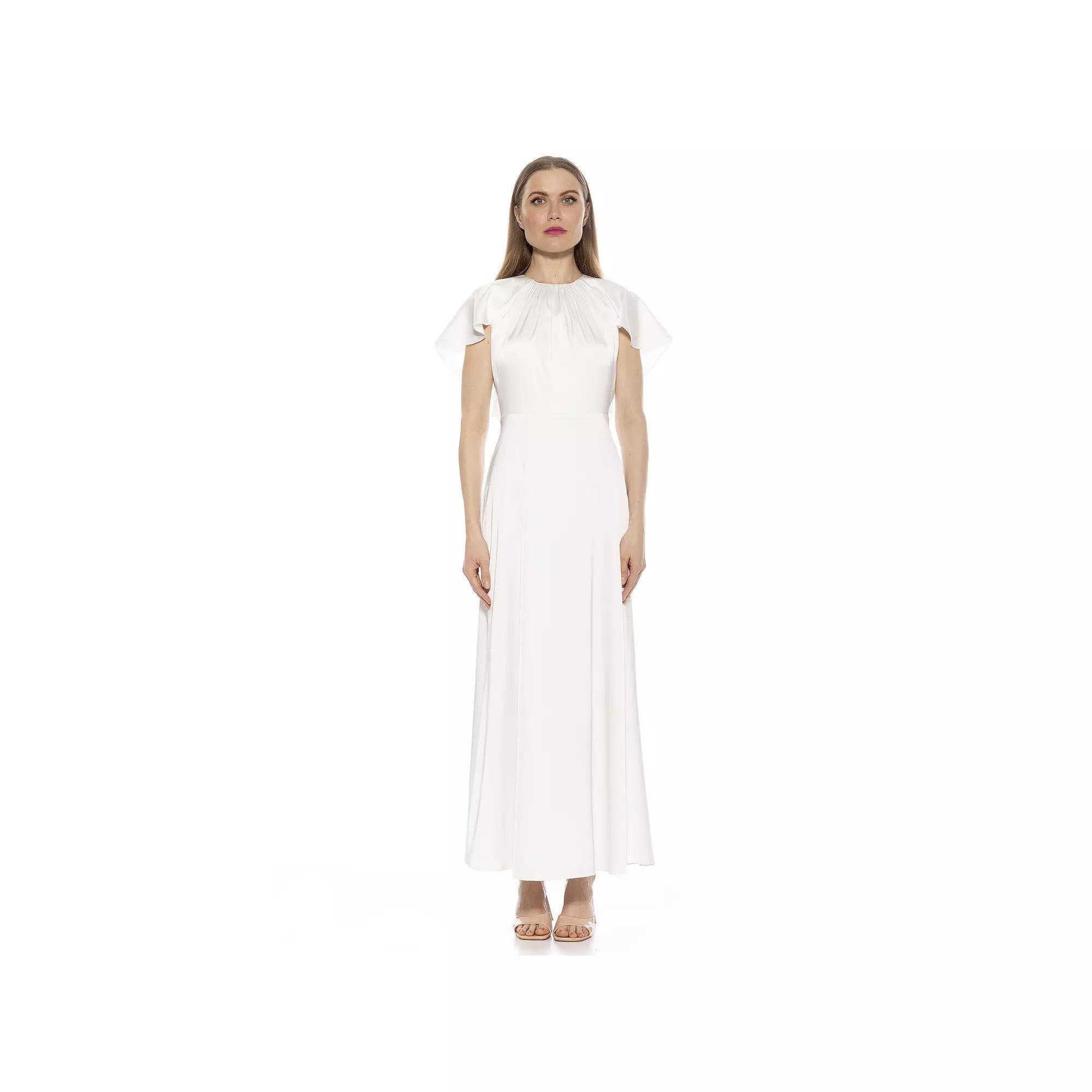 Women's ALEXIA ADMOR Danica Crewneck Flutter Cap Sleeve Dress, Size: 8, Ivory Product Image