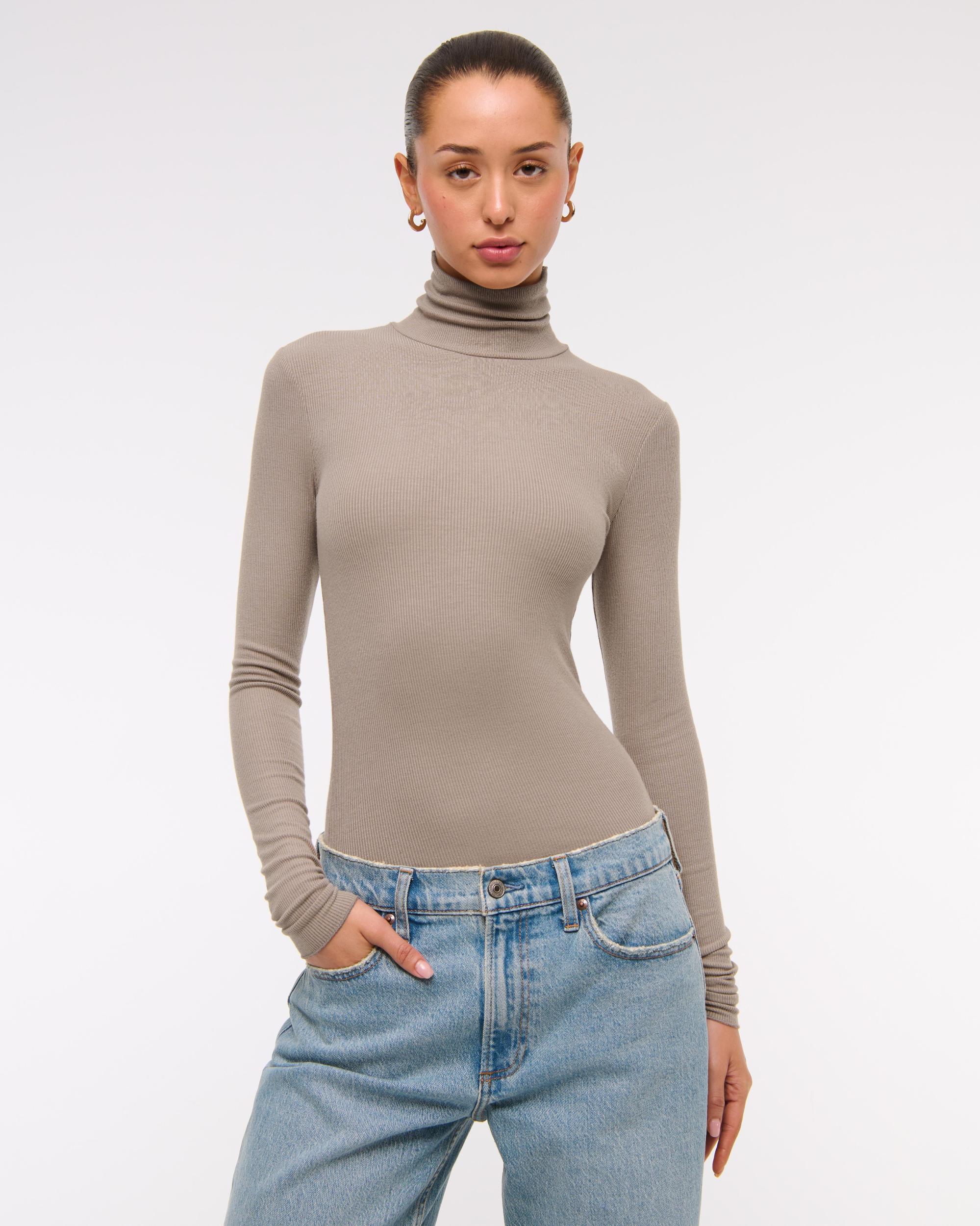 Long-Sleeve Featherweight Rib Tuckable Mockneck Top Product Image