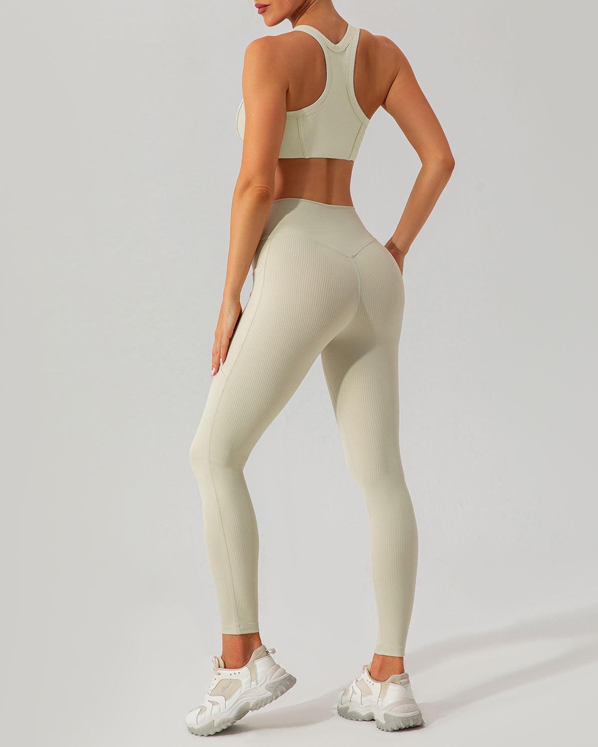 Beige Quick-drying High Waisted Yoga Leggings Product Image
