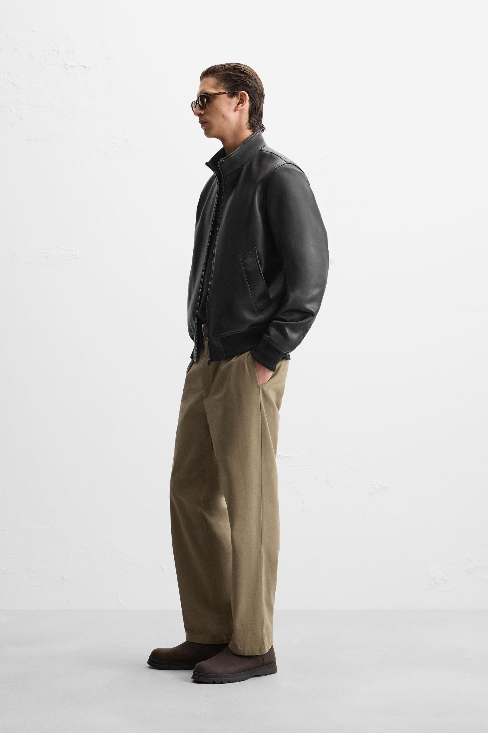 FAUX LEATHER BOMBER JACKET Product Image