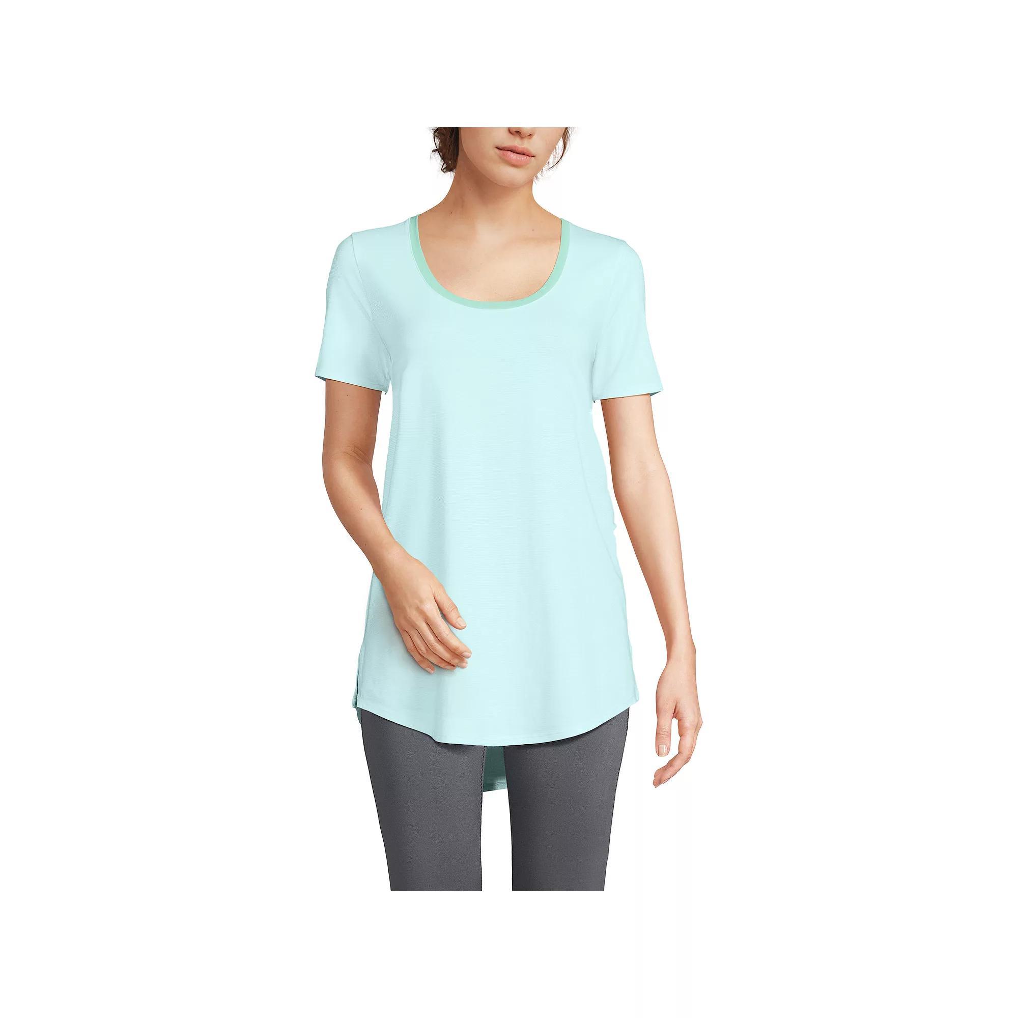 Petite Lands' End Short Sleeve Power Performance Tunic T-Shirt, Women's, Size: Small Petite, Julep Pinstripe Product Image