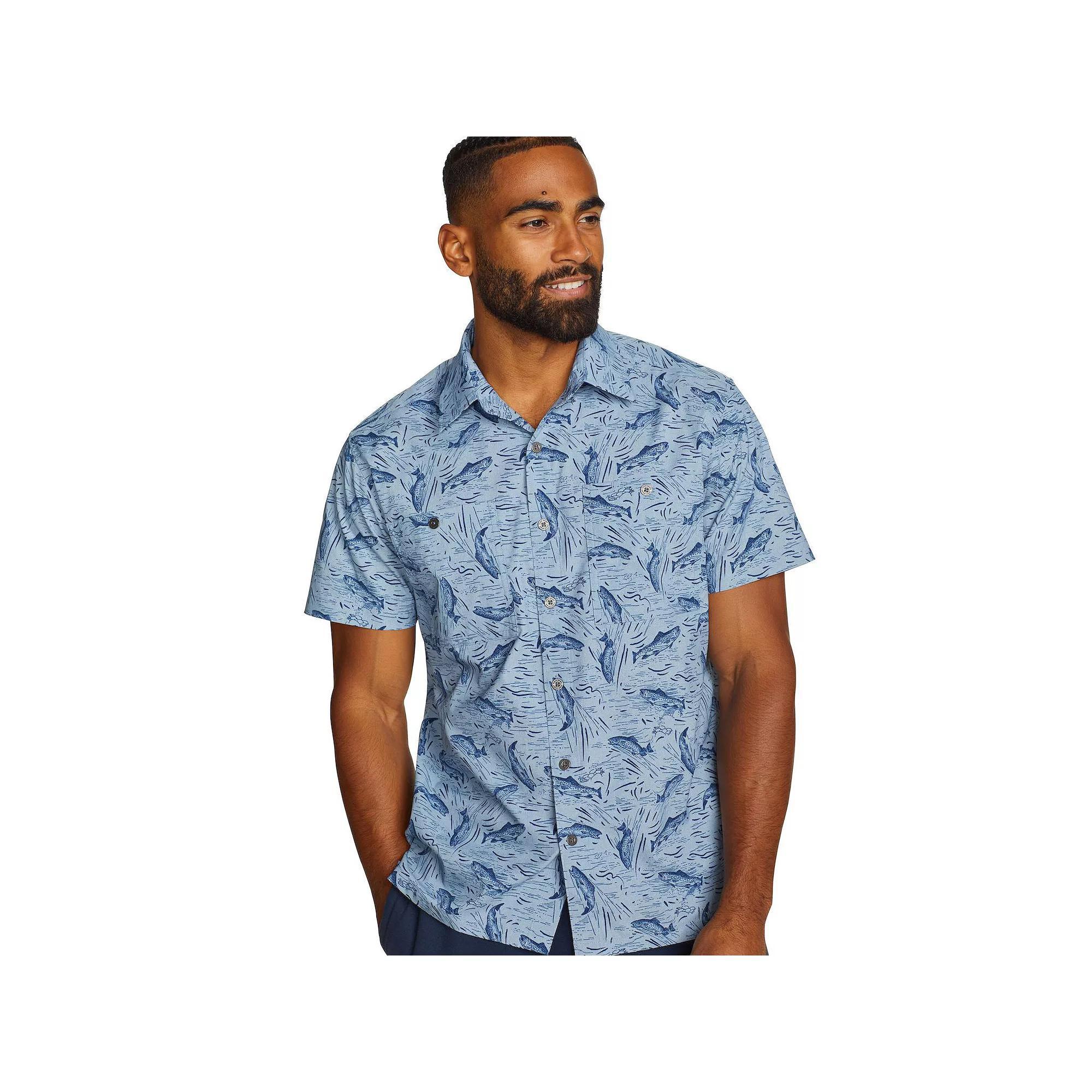 Men's Eddie Bauer Short Sleeve Rainier 3.0 Print Shirt, Size: Small, Chambray Blue Product Image