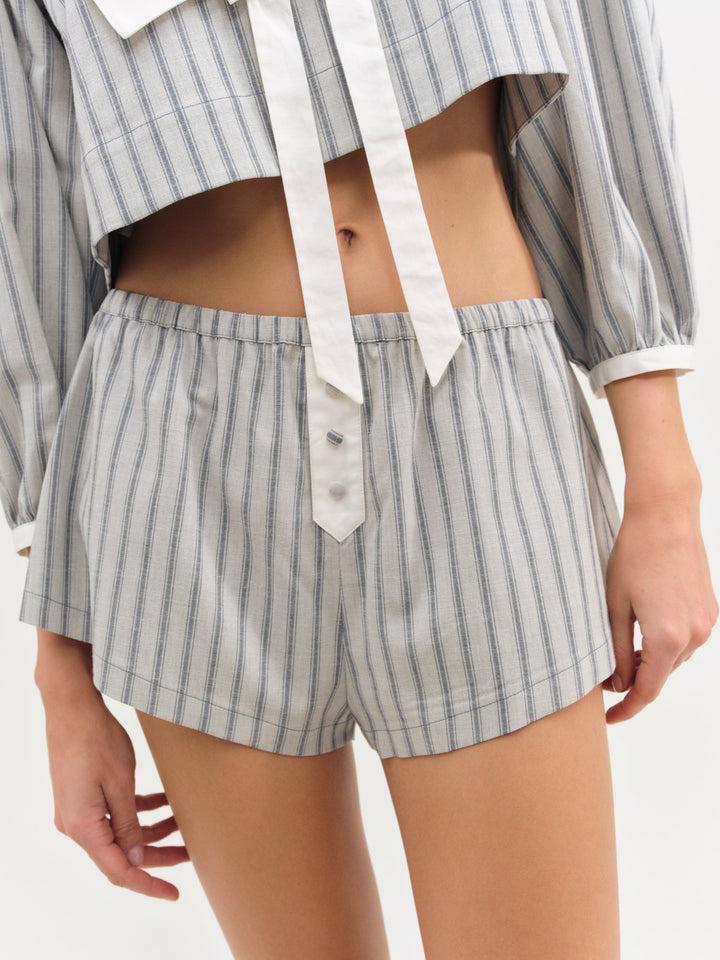 Linen Stripe Top — Blue Product Image