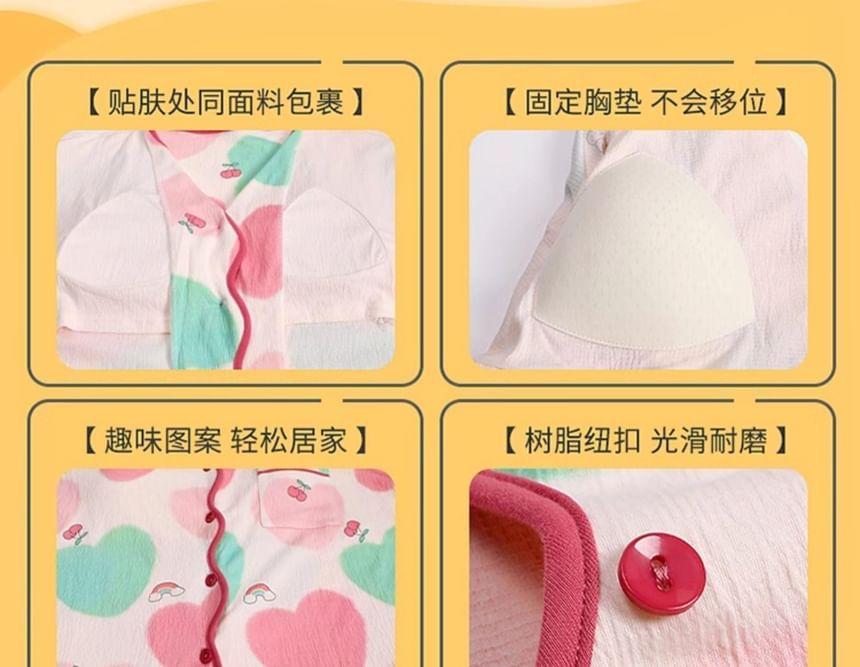 Pajama Set: Patterned Padded Shirt + Pants Product Image