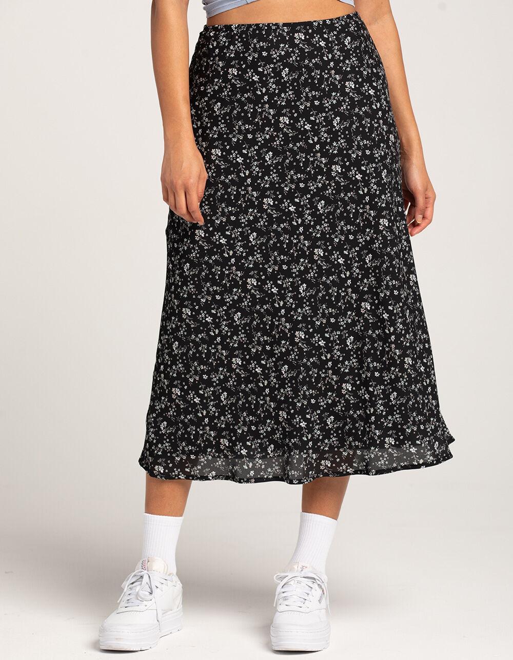RSQ Womens Low Rise Ditsy Midi Skirt - CREAM/BLACK Product Image