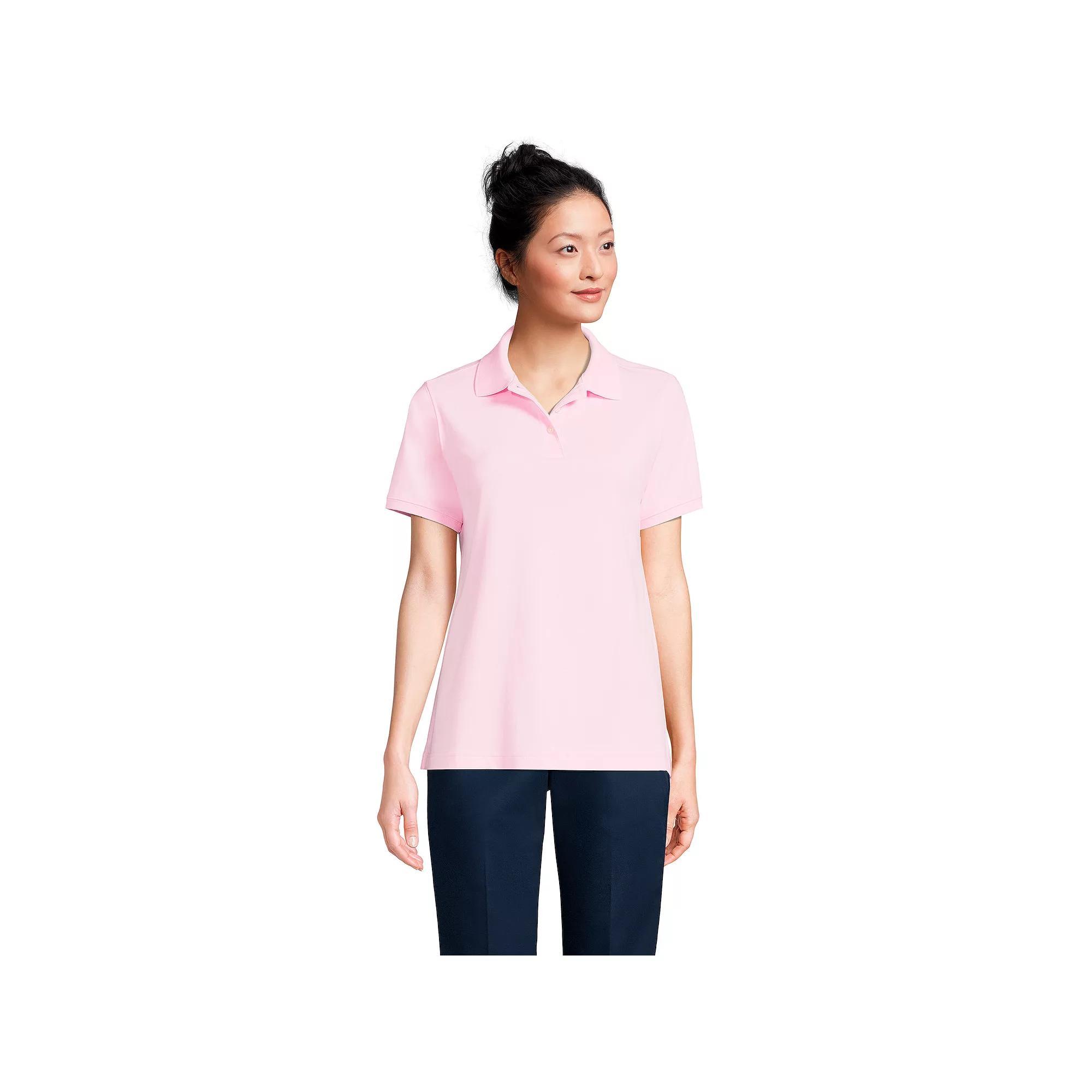 Women's Lands' End School Uniform Classic Short Sleeve Interlock Polo Top, Size: Medium, Classic Blue Product Image