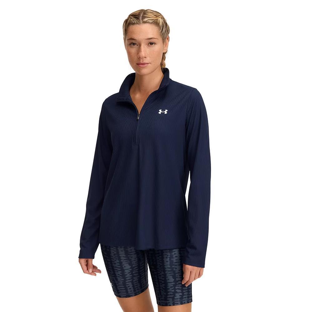 Women's Under Armour Tech™ Rib Half-Zip Pullover, Size: Small, Black Navy Product Image