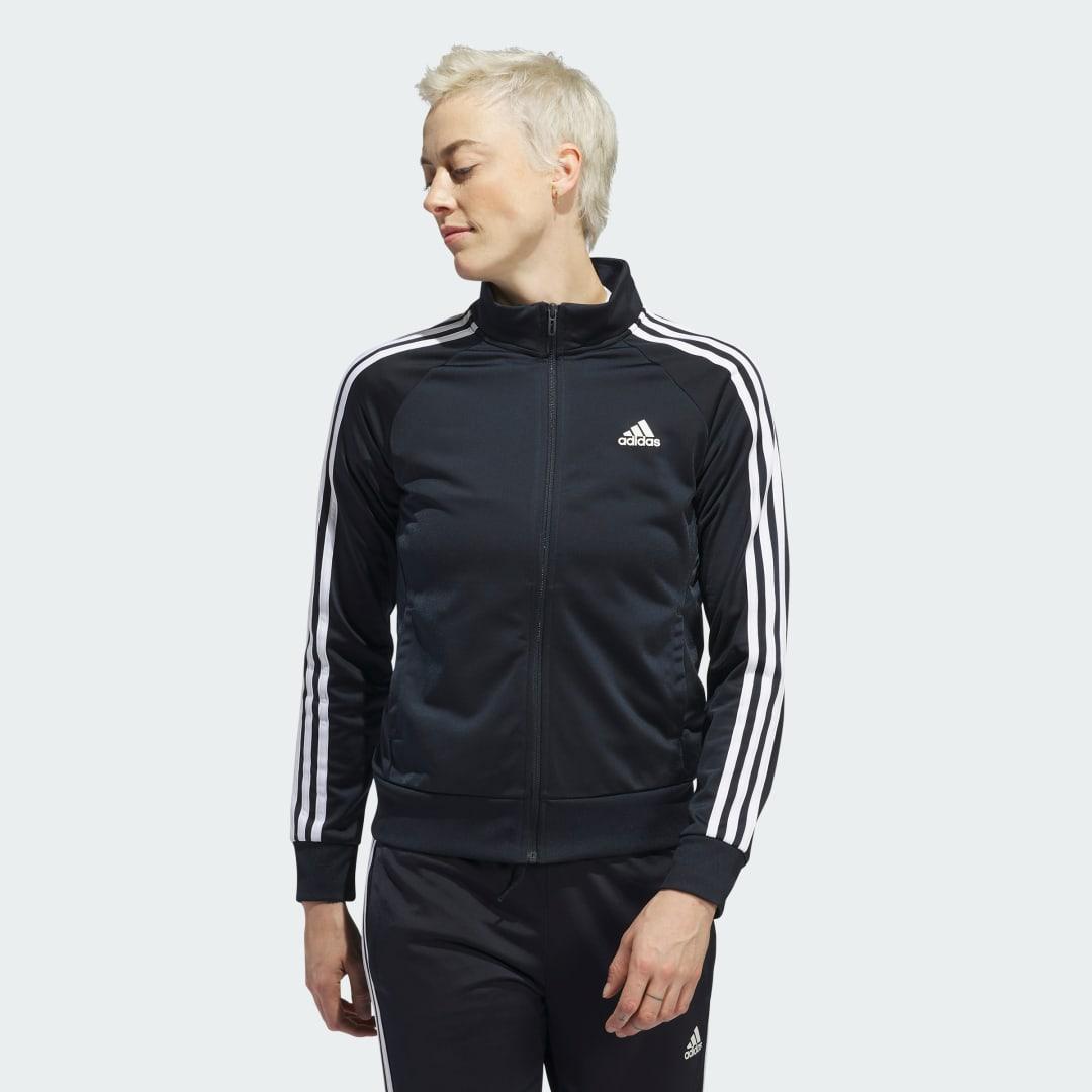 adidas Primegreen Essentials Warm-Up Slim 3-Stripes Track Jacket Legend Ink XS Womens Product Image