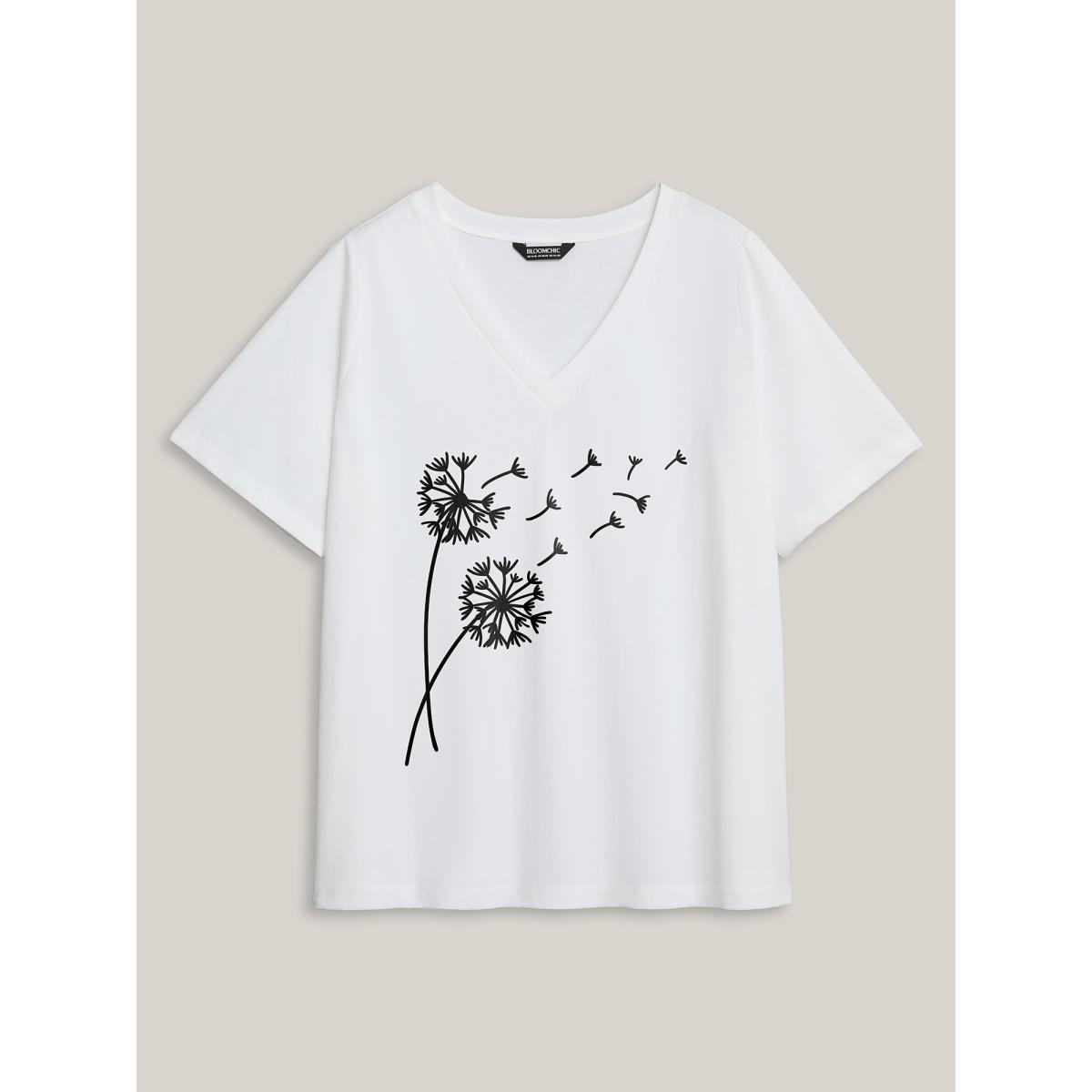 Plus Size Giraffe Print Round Neck T-Shirt Originalwhite Women Non Animals Round Neck Everyday-Casual T-shirts BloomChic 10/M Product Image