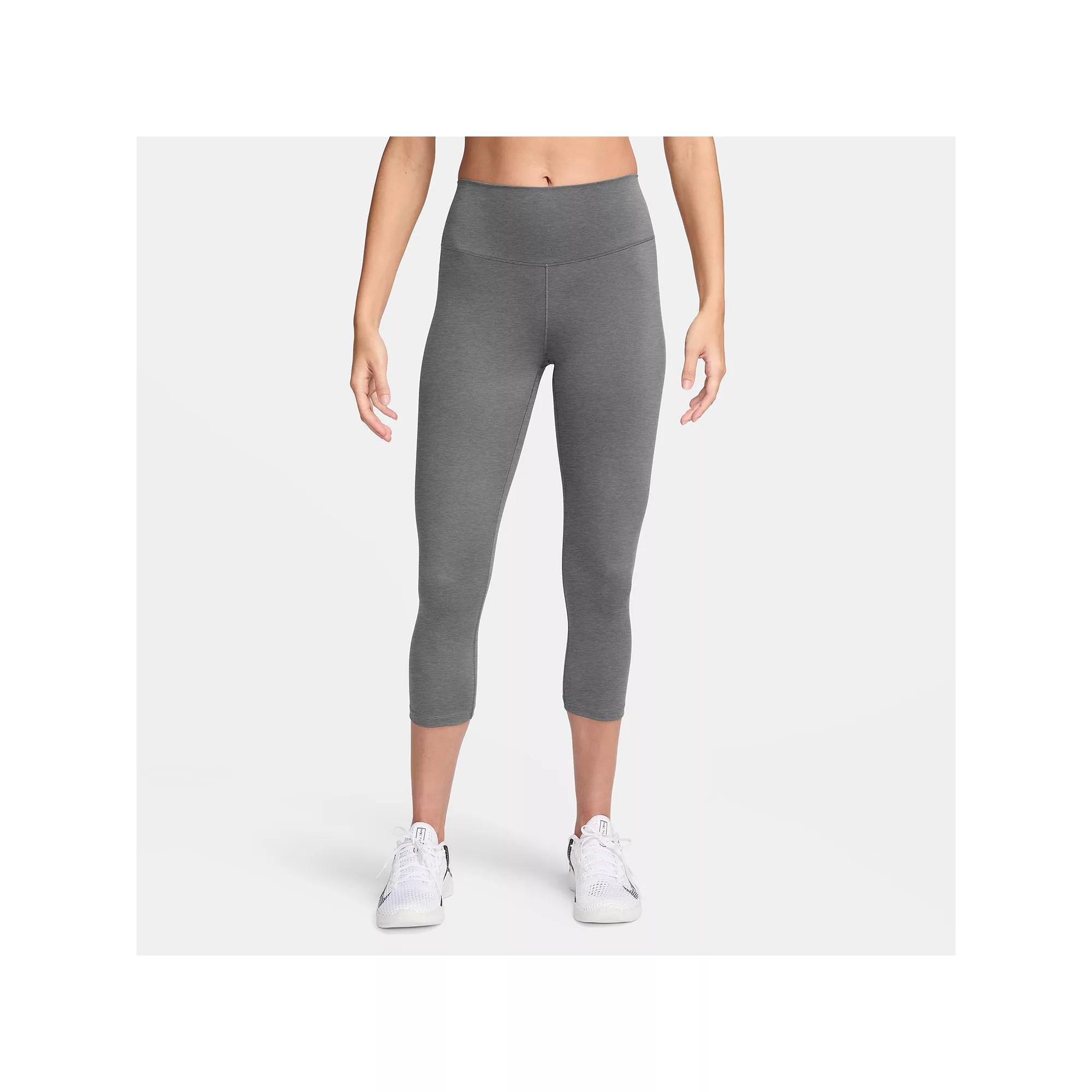 Women's Nike One High-Waisted Crop Leggings, Size: XXL, Grey Grey Product Image