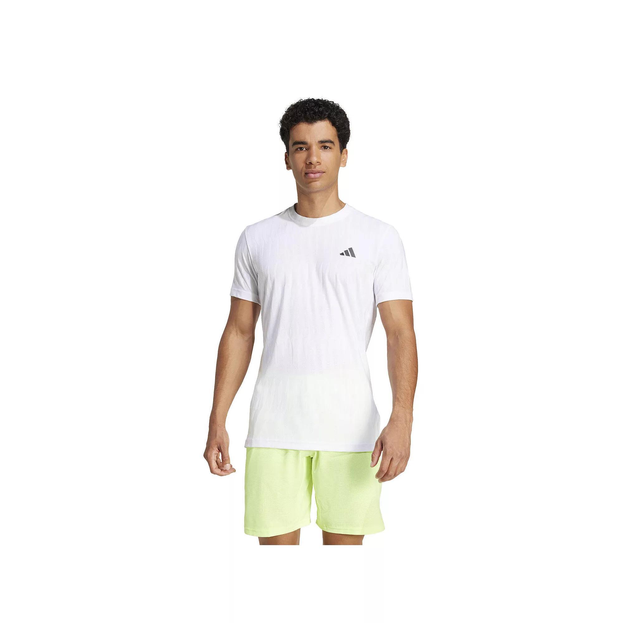 Men's adidas Tennis Climacool+ FreeLift T-Shirt, Size: Medium, White Product Image