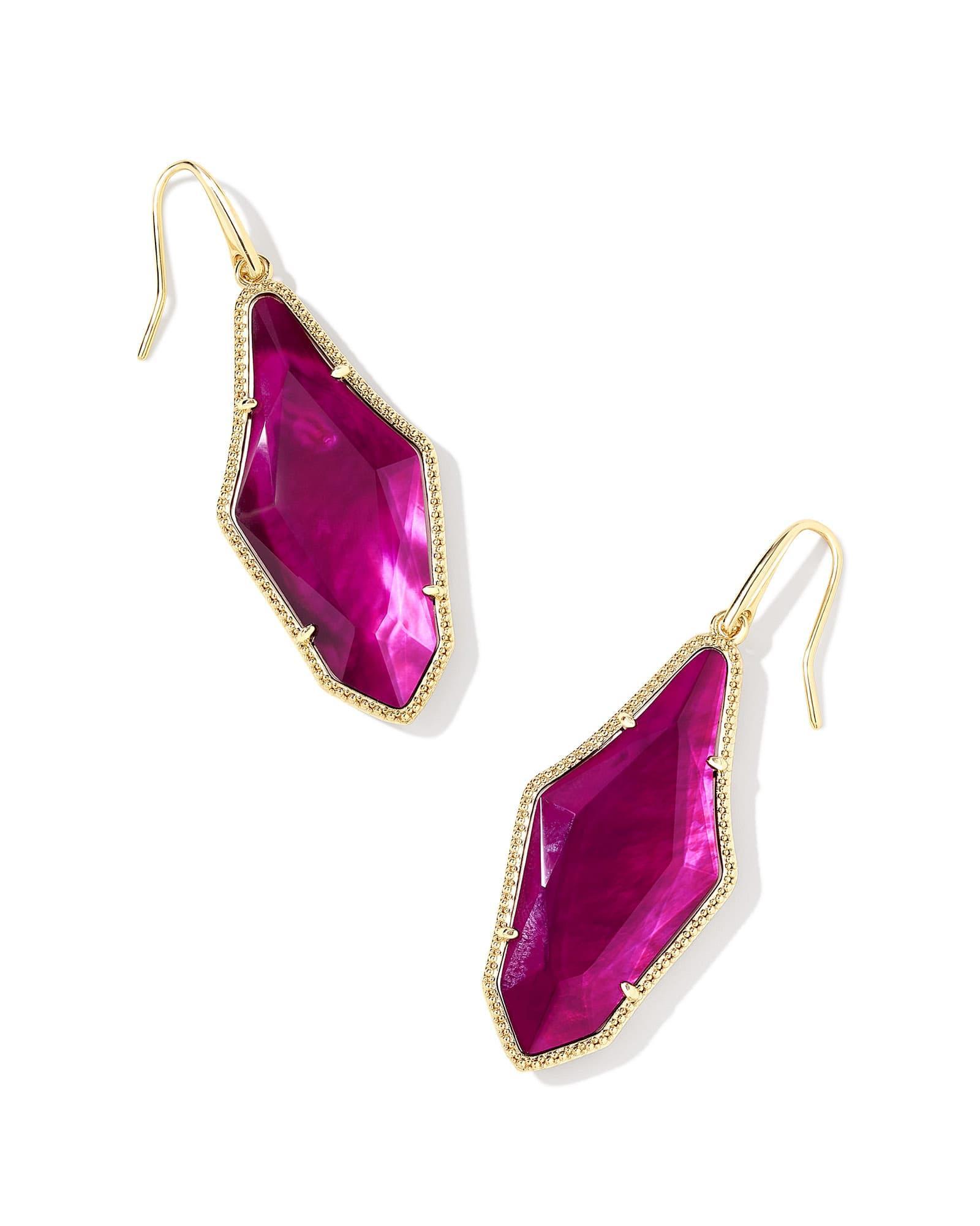 Evelyn Gold Drop Earrings in Rock Crystal Dichoric Product Image