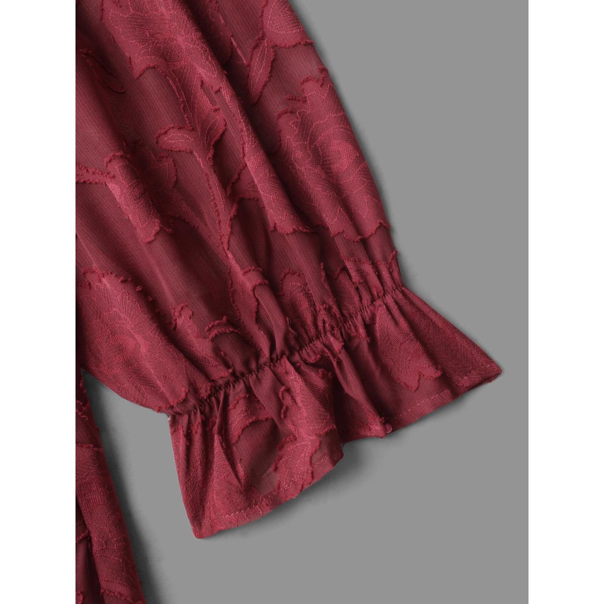 Plus Size Jacquard Texture Square Neck Midi Dress Burgundy Women Elegant Texture Party Curvy Bloomchic 14-16/1X Product Image