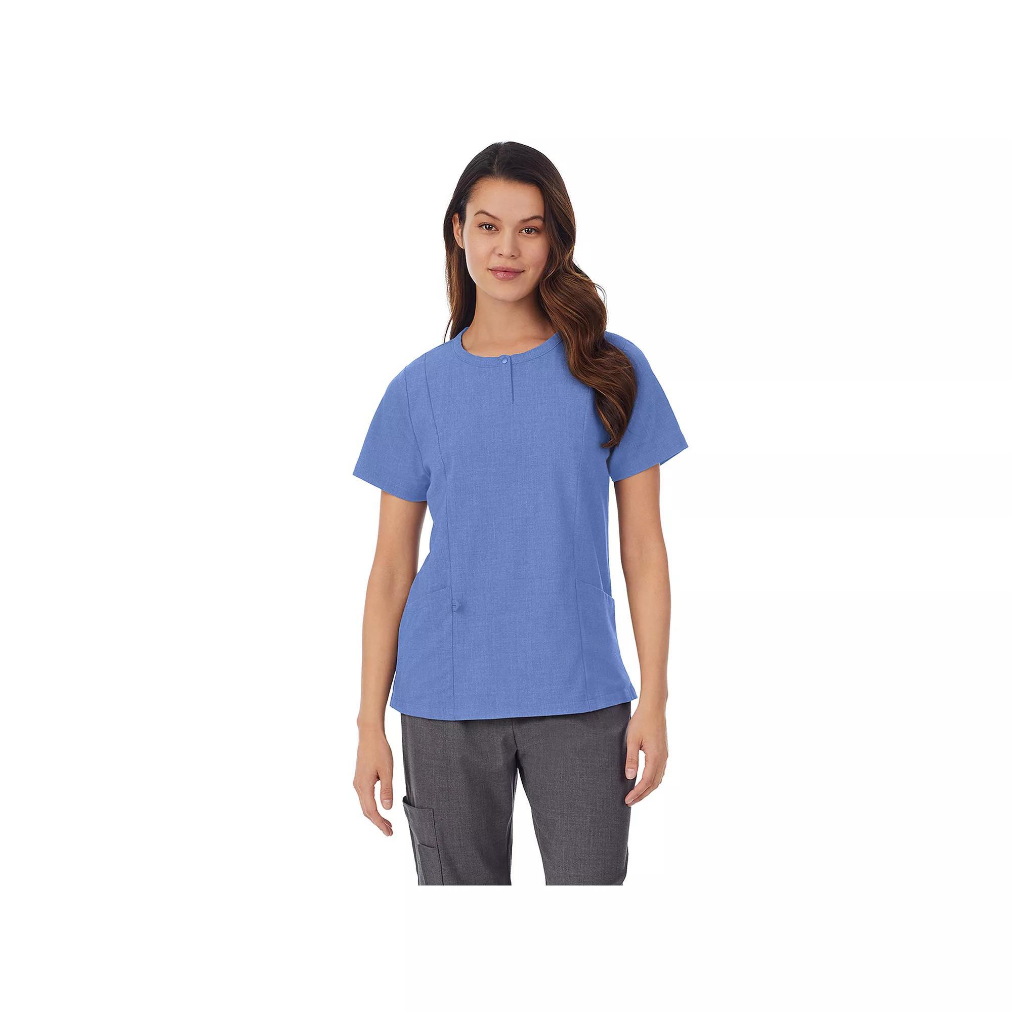 Women's Cuddl Duds® Scrubs Henley Top With 2 Pockets, Size: Small, Ceil Grey Product Image
