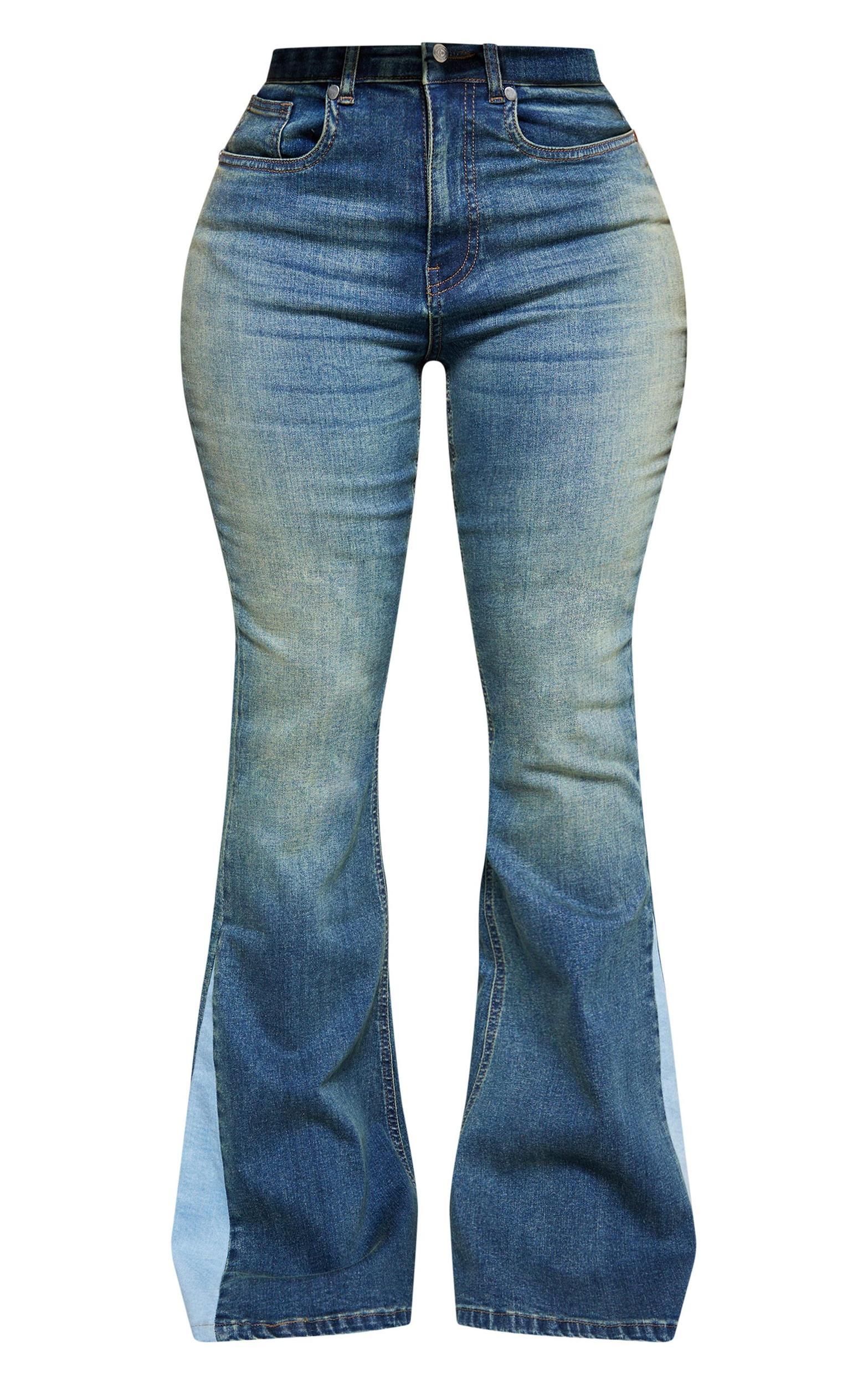 Shape Light Blue Stretch Denim High Waist Extreme Flare Jeans Product Image