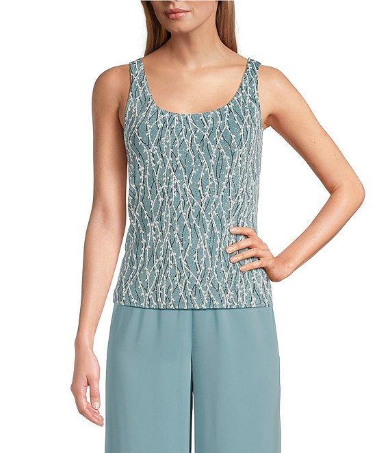 Alex Evenings Petite Size Glitter Jersey Knit Mandarin Collar 2-Piece Twinset Product Image