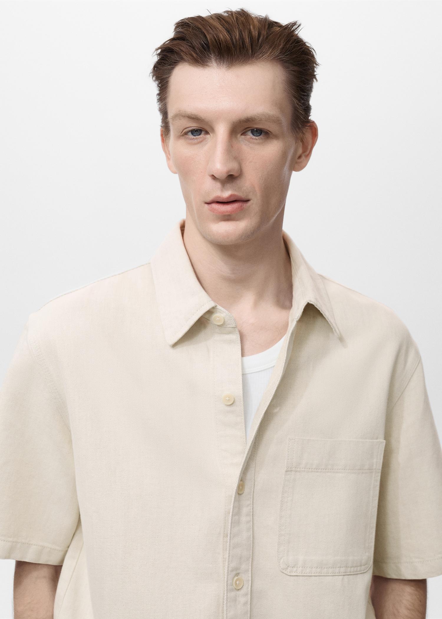 Linen-cotton blend shirt - Men | MANGO USA Product Image