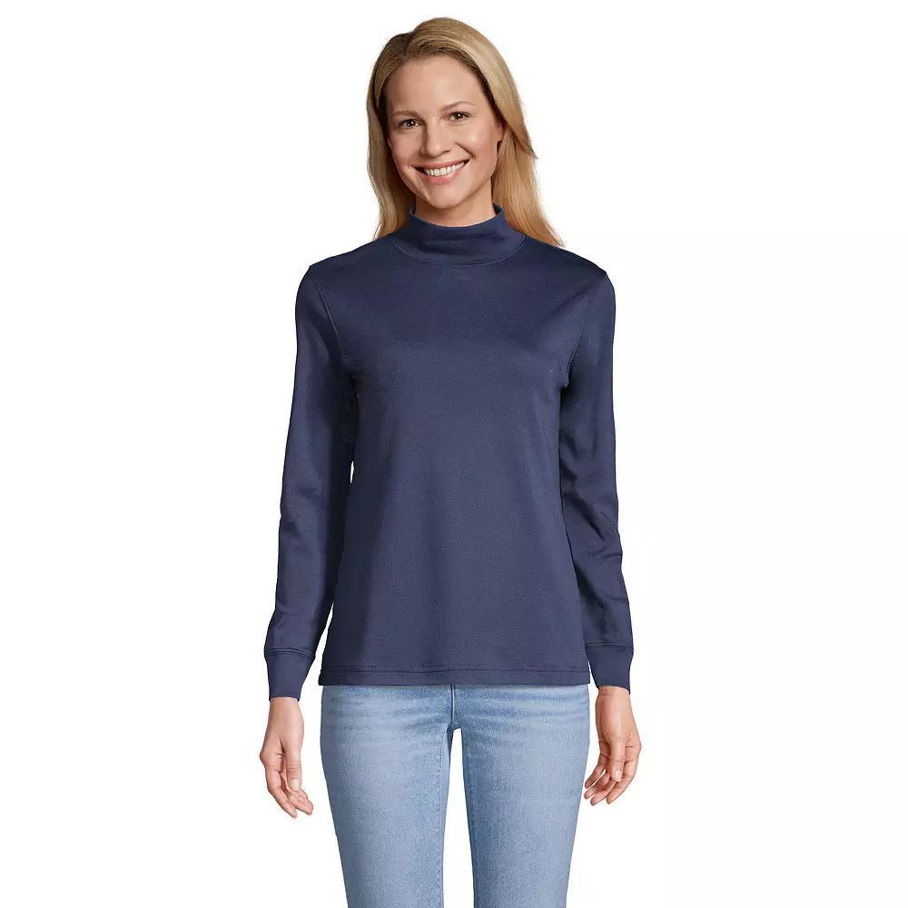Women's Lands' End Long Sleeve Supima Mockneck Top, Size: XS, Radiant Blue Product Image