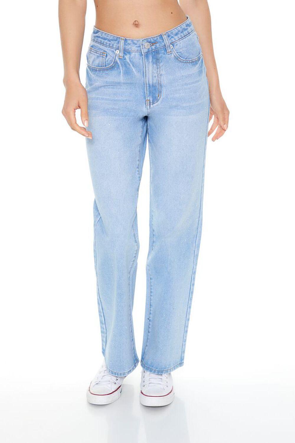 Rhinestone High-Rise Jeans | Forever 21 Product Image