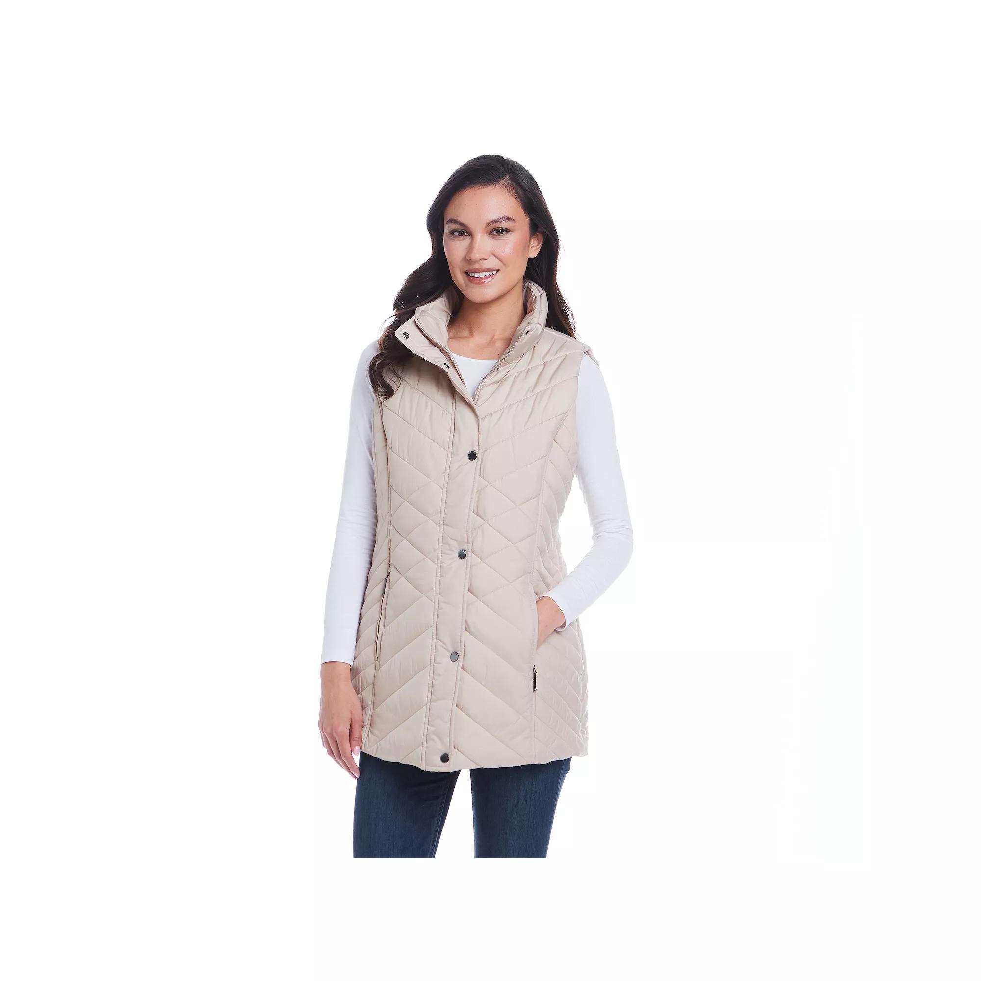 Women's Weathercast Mixed Quilted Longline Vest, Size: Large, Beechwood Product Image