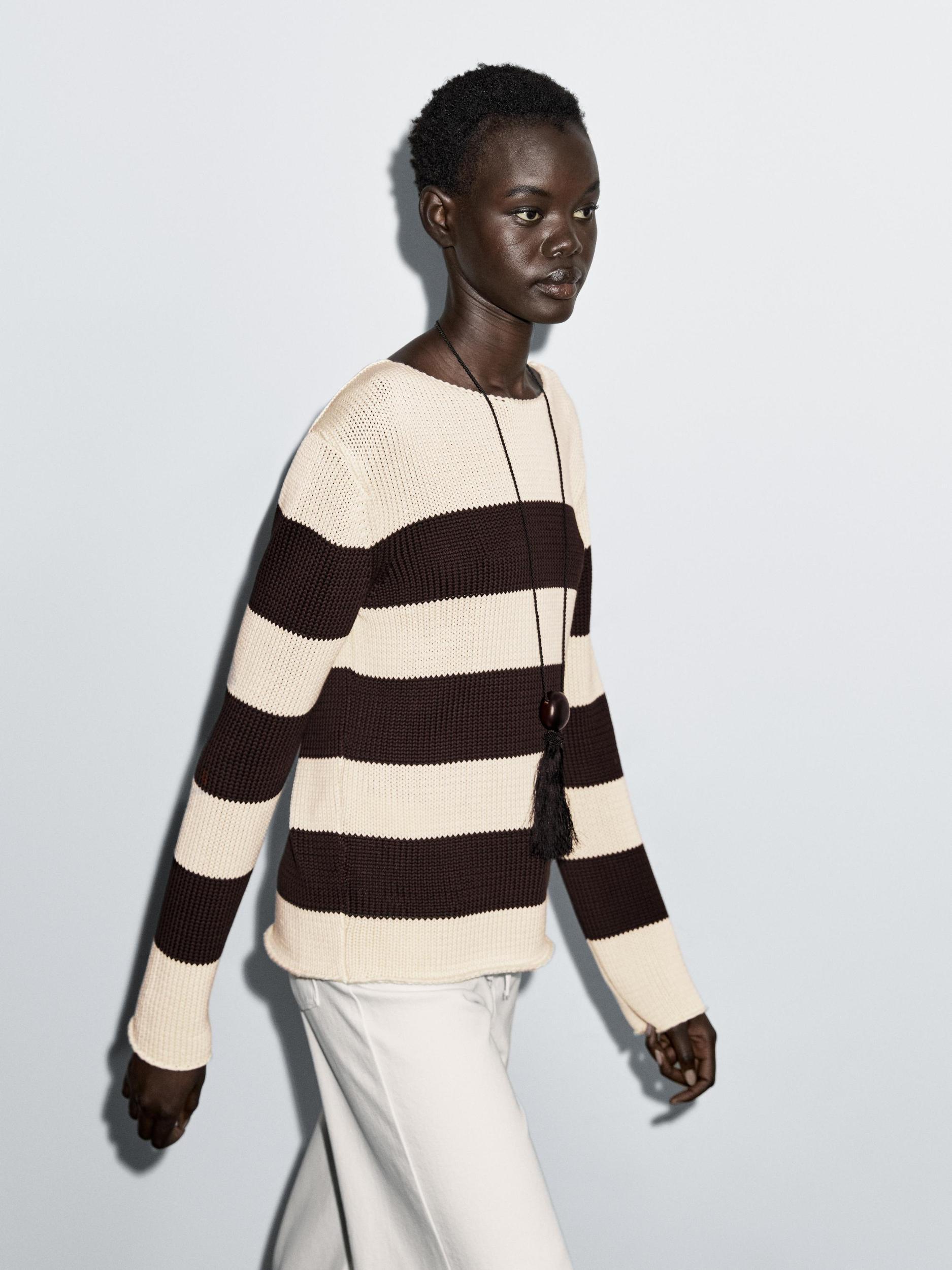100% cotton striped knit sweater Product Image