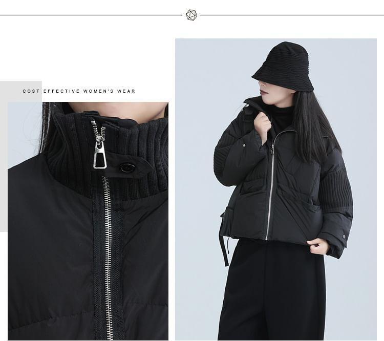 Plain Pocket Detail Zip Puffer Jacket Product Image