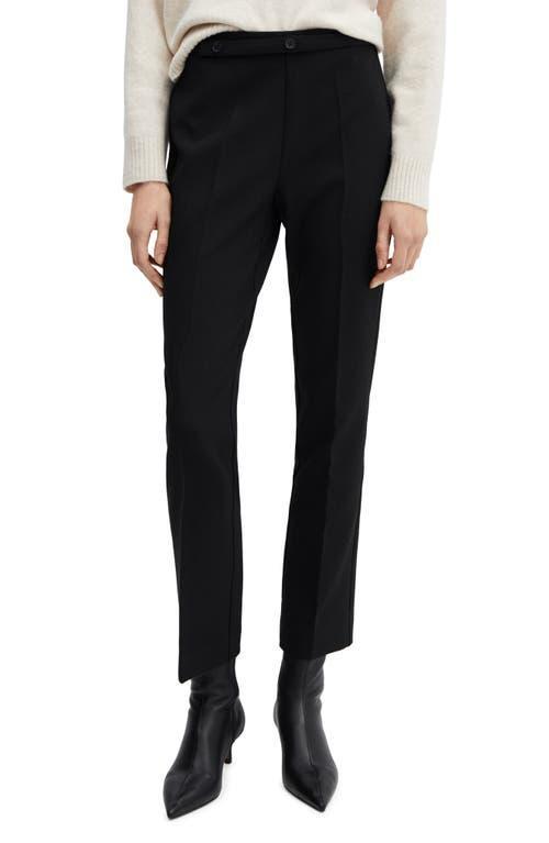 Mango slim button waist pants in black Product Image