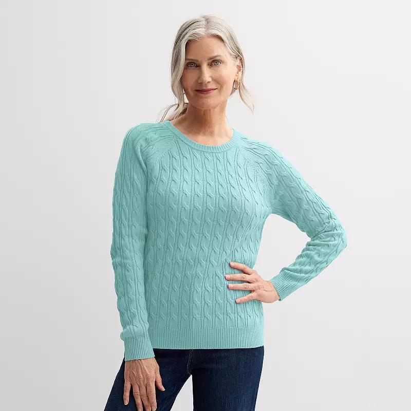 Womens Croft & Barrow The Extra Soft Cabled Crew Neck Sweater Flynn Blue Product Image