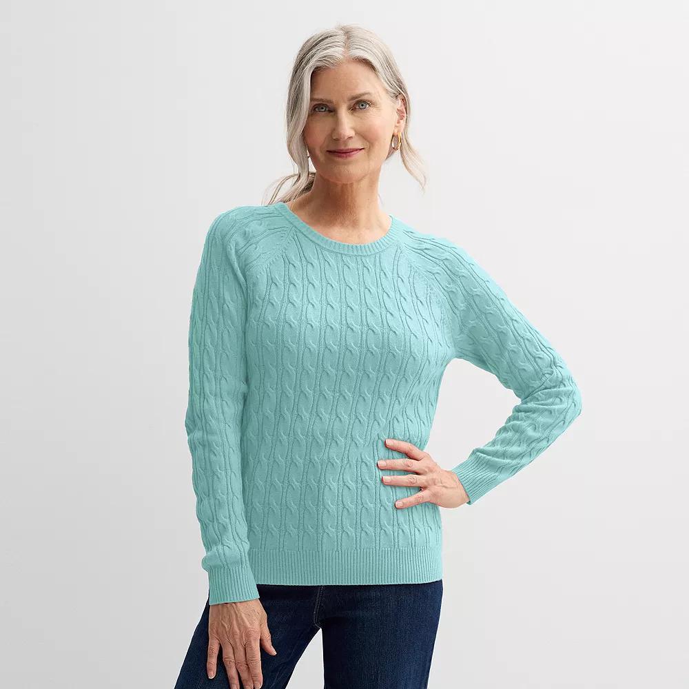 Womens Croft & Barrow The Extra Soft Cabled Crew Neck Sweater Flynn Blue Product Image