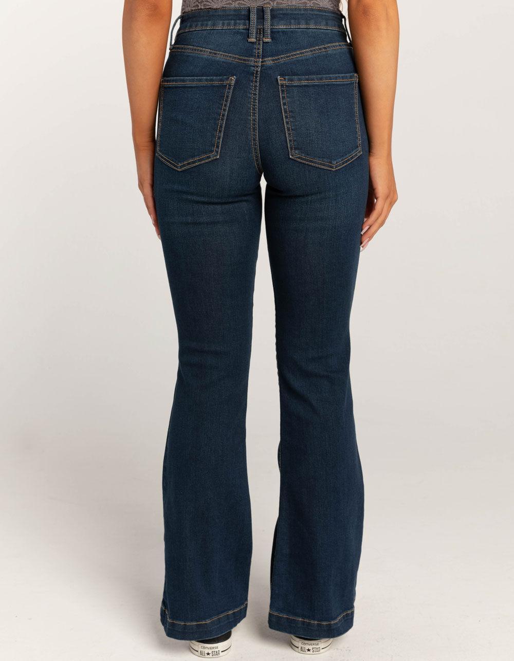 RSQ Womens Mid Rise Porkchop Pocket Flare Jeans - Dark Wash Product Image