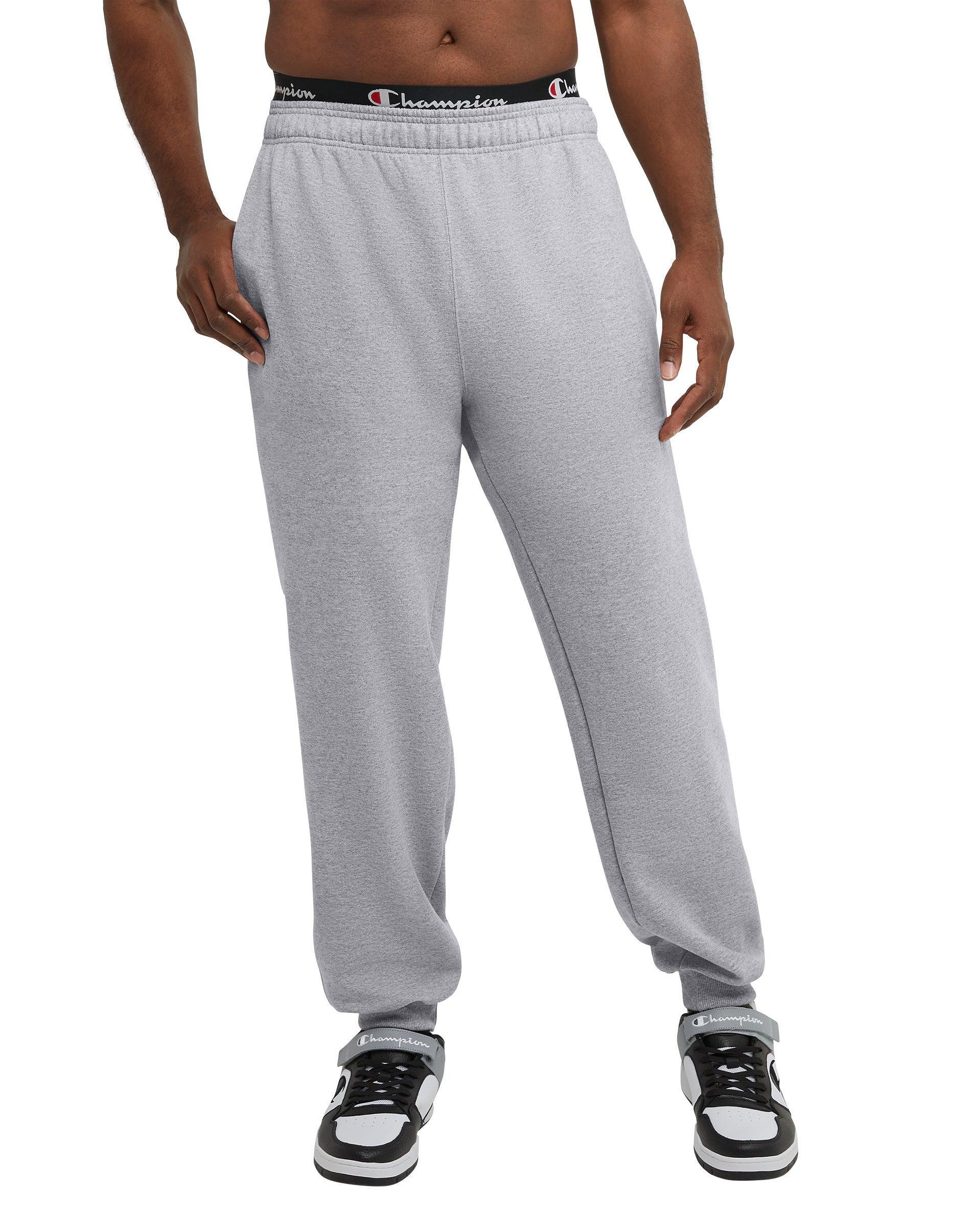Mens Champion Powerblend Joggers, C Logo (Big & Tall) Oxford Grey 3XB Product Image