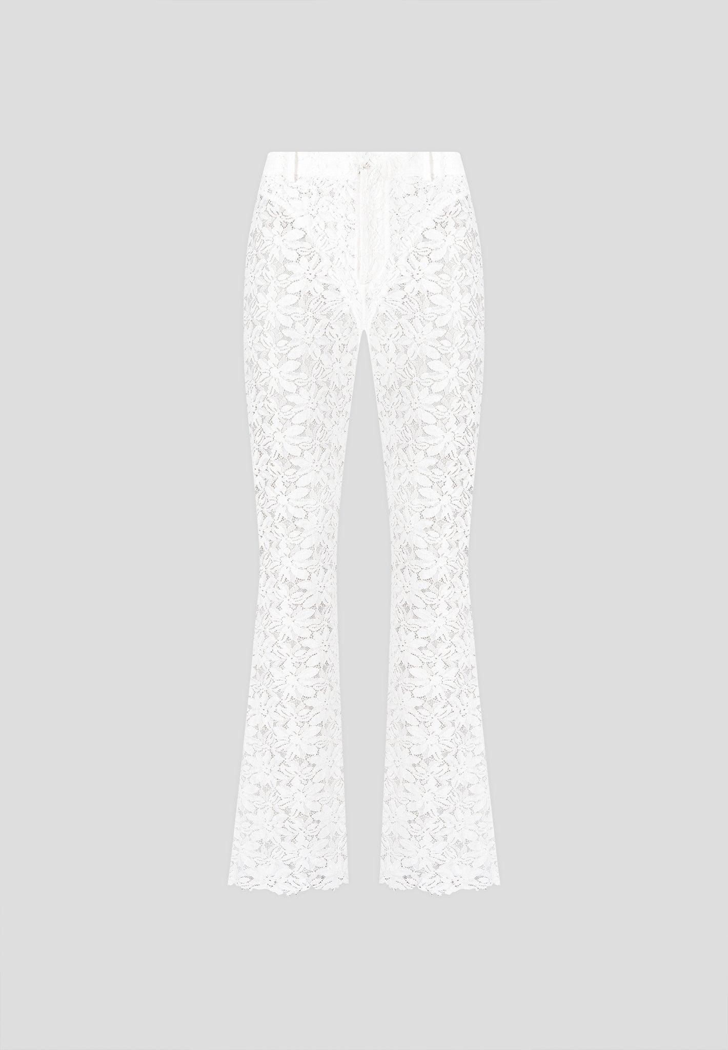 Lace Fit and Flare Trousers - White Female Product Image